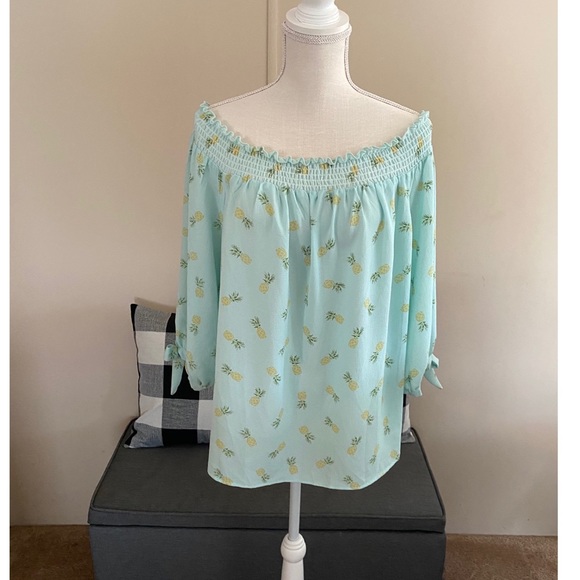 Charming Charlie Tops - Charming Charlie Pineapple Off Shoulder Top 1X